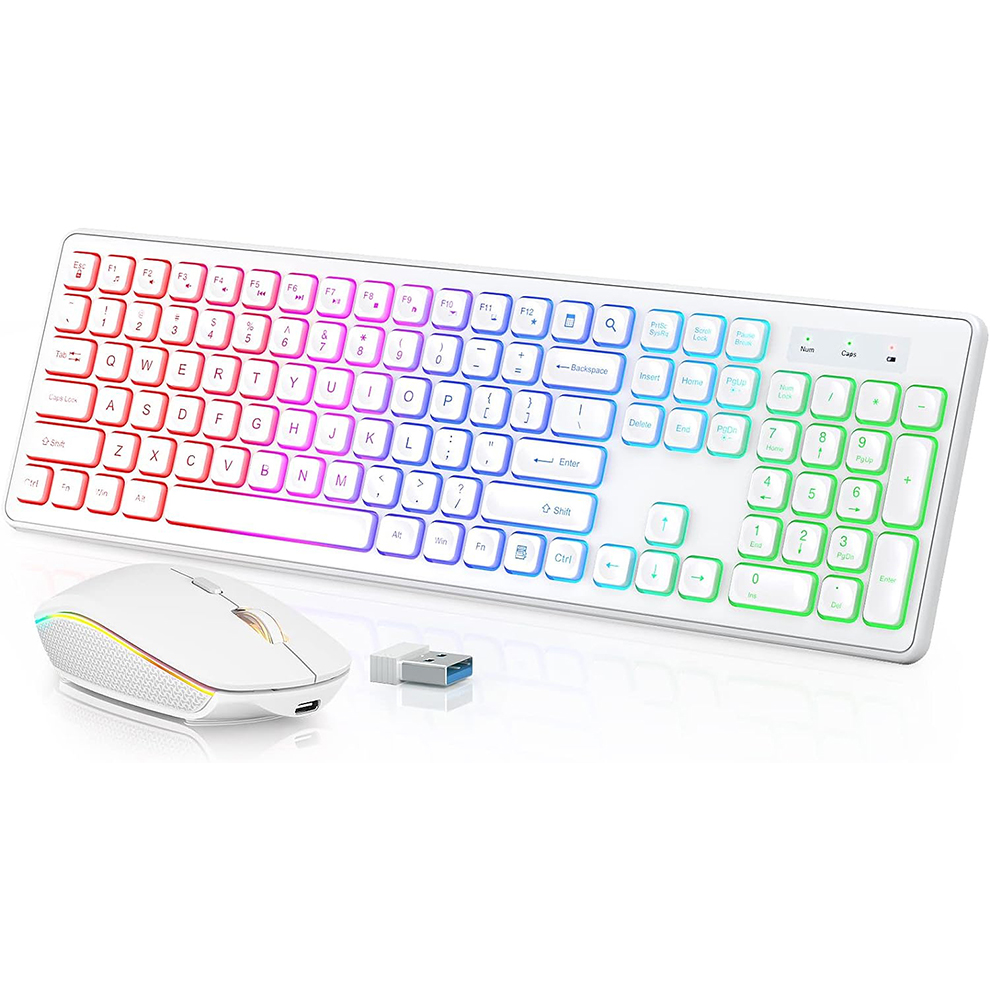 Gaming Accessories Combo - Tastiera e mouse wireless retroilluminati, tasti